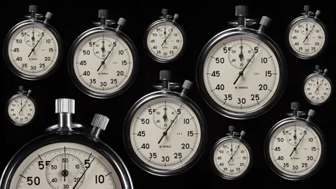 Stopwatch. A collection of stop watches counting the seconds in real time. Video stock 143100400