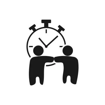 Stopwatch Commitment Teamwork Together Black Logo Stock Illustration