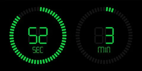Stopwatch countdown digital green timer display 스톡 일러스트