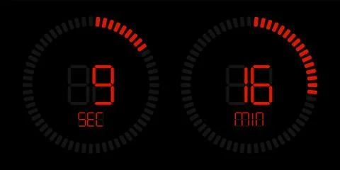 Stopwatch countdown digital red timer display Illustrazione stock