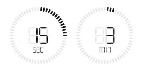 Stopwatch countdown digital timer display Stock Illustration