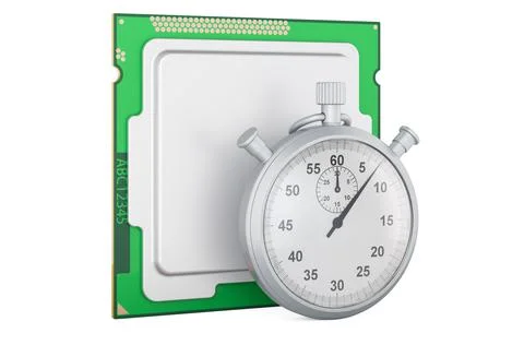 Stopwatch with CPU, 3D rendering Stock Illustration