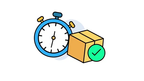 Stopwatch with delivery box and check mark animation. 4K motion animation. Stock-Footage 299820820
