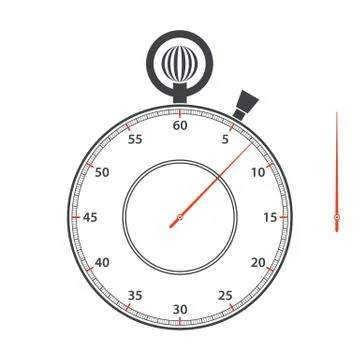 Stopwatch dial and arrow on white background. Vector illustration Illustrazione stock