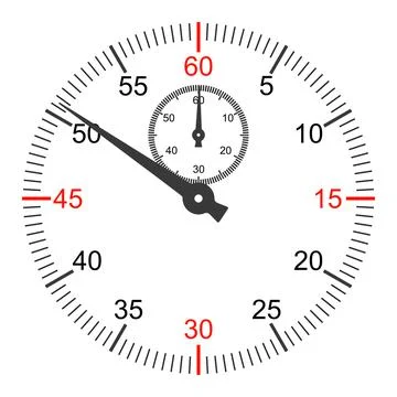 Stopwatch dial with second and minute hand scale Stock Illustration