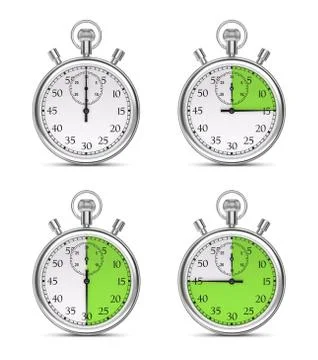 Stopwatch with different time intervals on a white background. Stock Illustration