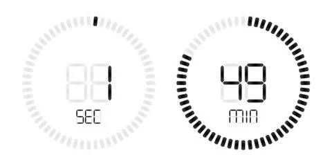 Stopwatch digital second minute countdown timer Illustrazione stock