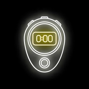 Stopwatch displaying zero in neon style for sports time 스톡 일러스트