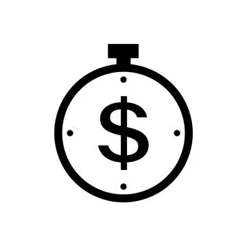 Stopwatch with dollar sign icon in flat style Stock Illustration