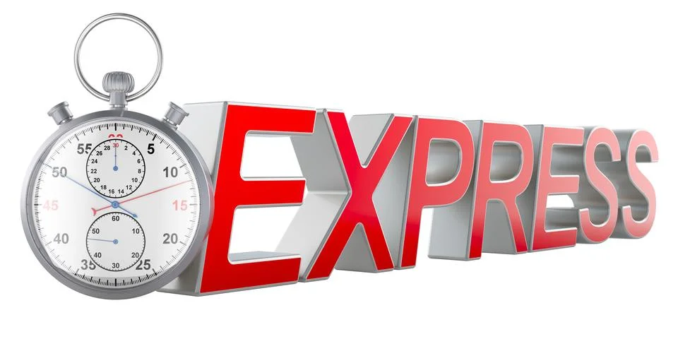 Stopwatch express delivery concept, 3D rendering Stock Illustration