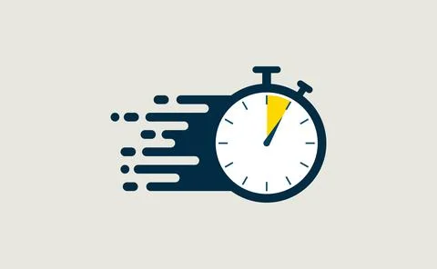 Stopwatch fast quick timely delivery flat icon Stock Illustration