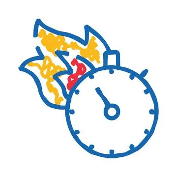 Stopwatch with fiery flame representing time pressure Stock Illustration