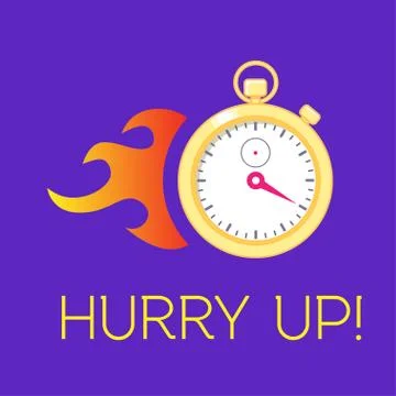 Stopwatch with fire. Concept of running time. Stock Illustration