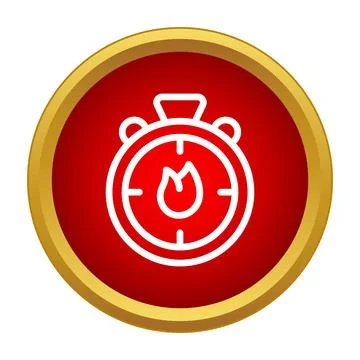 Stopwatch with fire flame icon in red circle イラスト素材