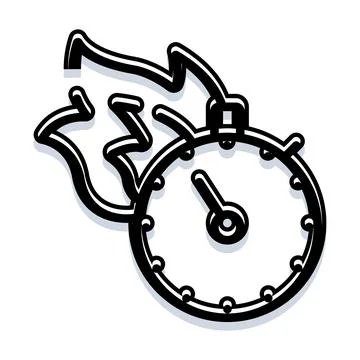 Stopwatch on fire representing urgency and speed Stock Illustration
