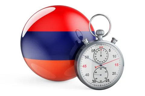 Stopwatch with flag of Armenia, 3D rendering Stock Illustration