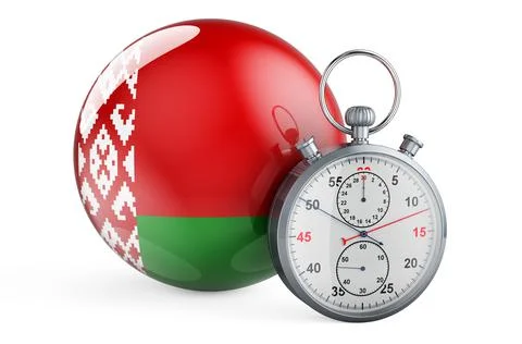 Stopwatch with flag of Belarus, 3D rendering Illustrazione stock