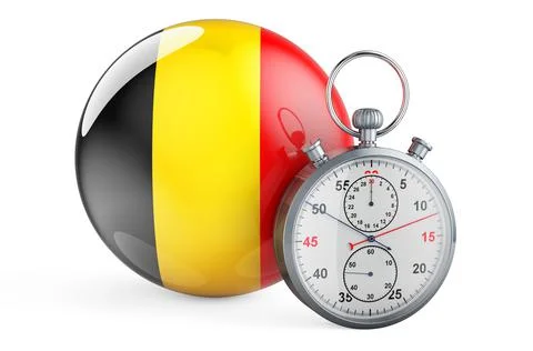 Stopwatch with flag of Belgium, 3D rendering Illustrazione stock