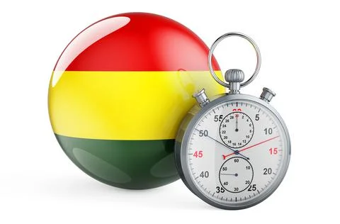 Stopwatch with flag of Bolivia, 3D rendering イラスト素材