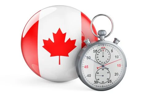 Stopwatch with flag of Canada, 3D rendering Stock Illustration