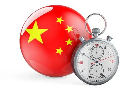 Stopwatch with flag of China, 3D rendering Stock Illustration