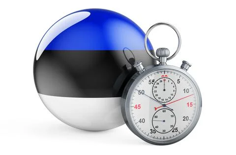 Stopwatch with flag of Estonia, 3D rendering Stock Illustration