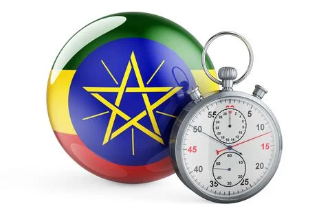 Stopwatch with flag of Ethiopia, 3D rendering Stock Illustration