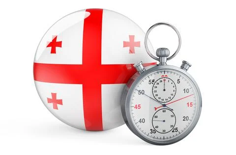 Stopwatch with flag of Georgia, 3D rendering イラスト素材