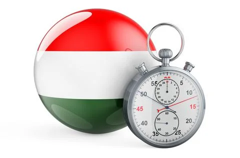 Stopwatch with flag of Hungary, 3D rendering Illustrazione stock