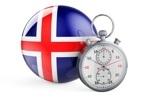 Stopwatch with flag of Iceland, 3D rendering Illustrazione stock