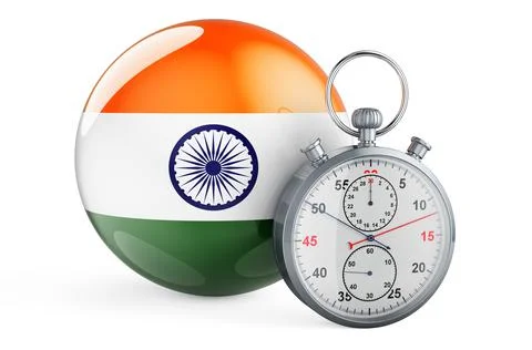 Stopwatch with flag of India, 3D rendering Illustrazione stock