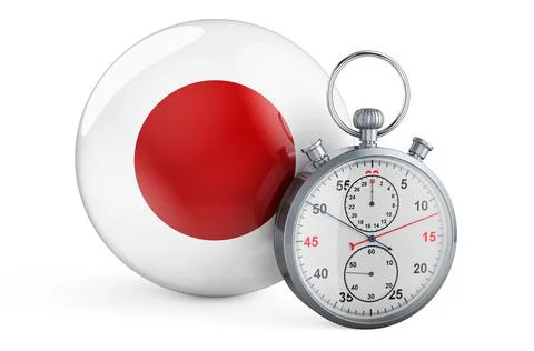 Stopwatch with flag of Japan, 3D rendering Stock Illustration