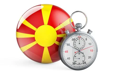 Stopwatch with flag of Macedonia, 3D rendering 스톡 일러스트