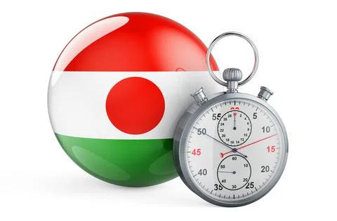 Stopwatch with flag of Niger, 3D rendering 스톡 일러스트
