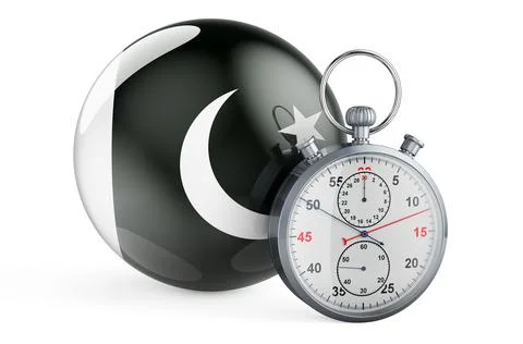 Stopwatch with flag of Pakistan, 3D rendering Stock-Illustration