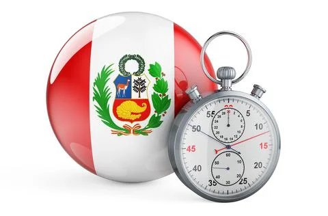 Stopwatch with flag of Peru, 3D rendering Illustrazione stock