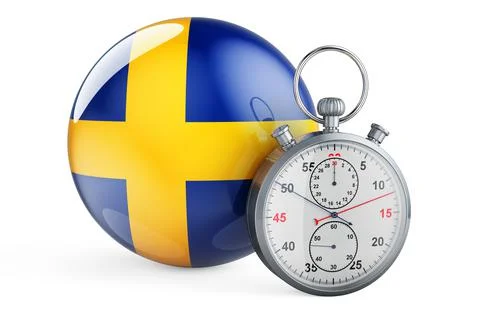 Stopwatch with flag of Sweden, 3D rendering Stock Illustration