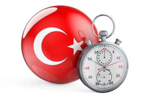 Stopwatch with flag of Turkey, 3D rendering Stock Illustration