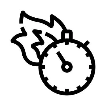 Stopwatch with flames indicating fast approaching deadline Stock Illustration