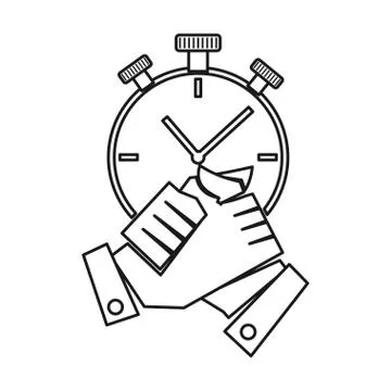 Stopwatch hand Commitment Teamwork Together Outline Logo Illustrazione stock