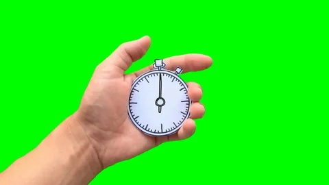 Stopwatch in the hand on green background animation Stock Footage 115494218