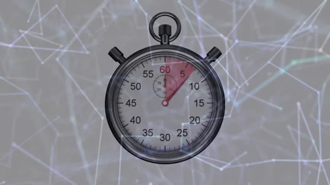 Stopwatch hand rotating in flat design on red highlight sweeping expanding bar 스톡 동영상 310150768