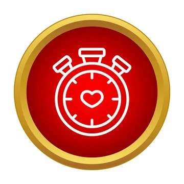Stopwatch with heart icon inside red button Stockillustratie