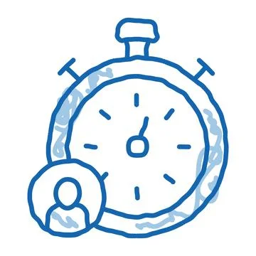 Stopwatch Human doodle icon hand drawn illustration 스톡 일러스트