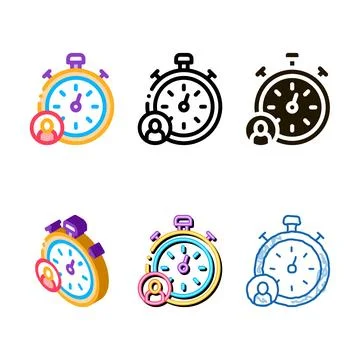 Stopwatch human icon vector concepts outline Stock Illustration