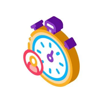 Stopwatch Human isometric icon vector illustration 스톡 일러스트