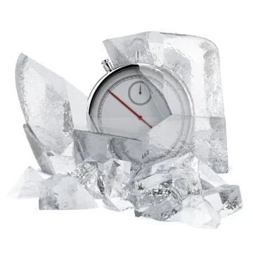 Stopwatch in ice 库存插图