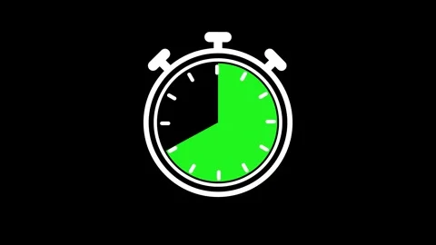 Stopwatch icon with 60 min timer animation isolated on black background Stock Footage 342935673