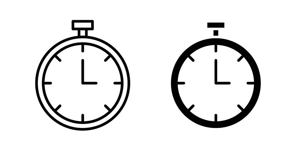 Stopwatch icon black vector isolated on white Stockillustratie