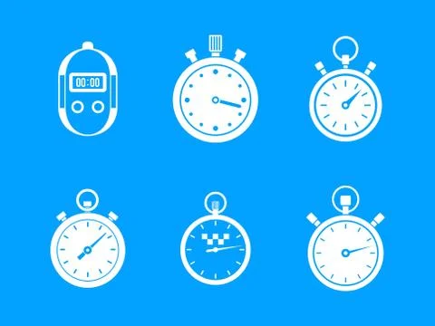Stopwatch icon blue set Stock Illustration